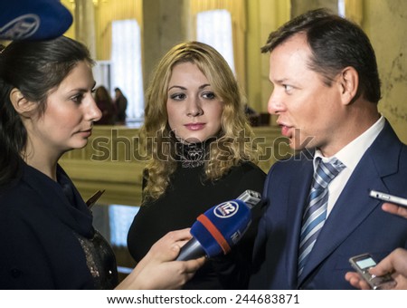 KIEV, UKRAINE - January 16, 2015: The leader of Radical party Oleg Lyashko gives interview.