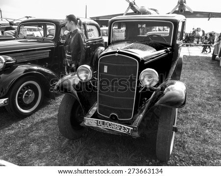 KIEV, UKRAINE - April 25, 2015: Opel, 1937 -- The Retro OldCarFest is the biggest retro cars festival held in Kiev, and covers the State Aviation Museum grounds.