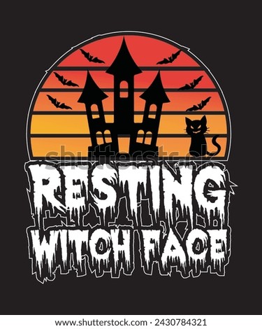resting witch face Halloween for typography tshirt design print ready eps cut file .eps
