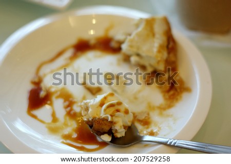 Soiled cake plate while someone eating