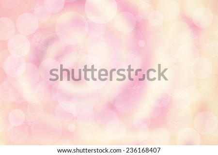 Defocused pink rose background with blurred bokeh and snow flake, Abstract christmas background.