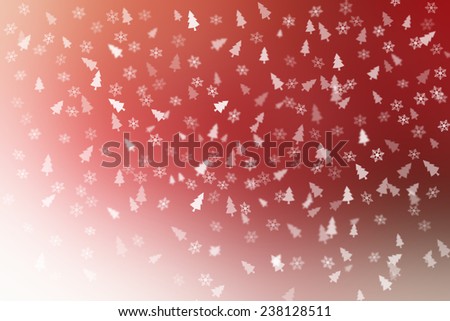 Abstract red and white with snow flakes and  christmas tree for background.