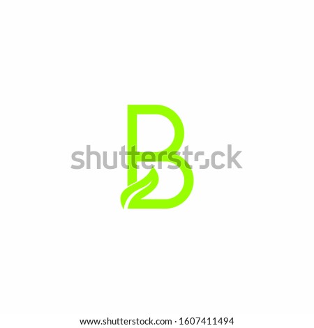 B Letter logo. Vector gree...tters logo with leaves Stock fotó © 