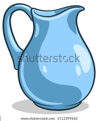 Cute blue cartoon jug on a white background