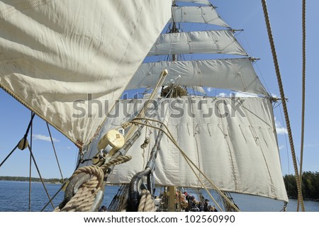 Brig in full sail