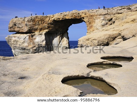 Limestone formation called the Azure window on Gozo, Malta
