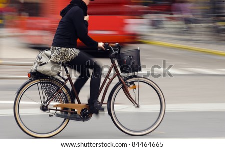 Similar – Image, Stock Photo blurred cyclist in motion