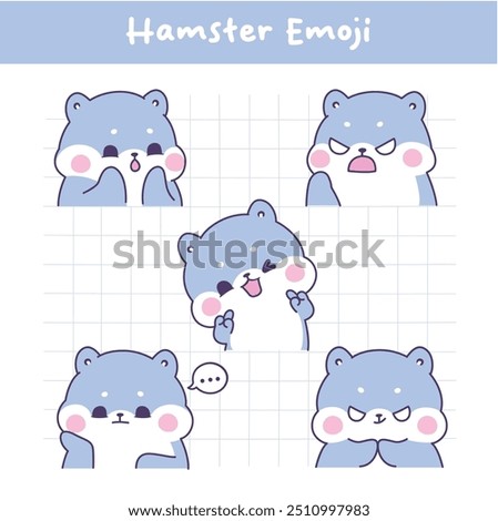 Cute Kawaii Hamster face expression emoji sticker collection