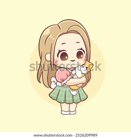 Similar – Image, Stock Photo Girl holding little cat