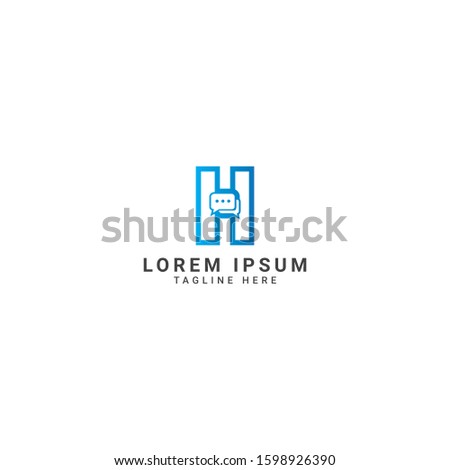 creative and modern letter h logo design template with Social network communication concept. Icon with two speech bubbles of chat messages. Flat filled outline style