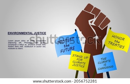 environmental justice illustration with hand flag v2