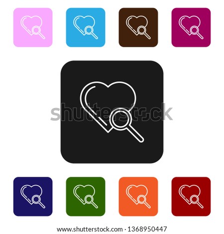 Nine styles flat rectangle illustration Cardiac diagnostics. Magnify icon