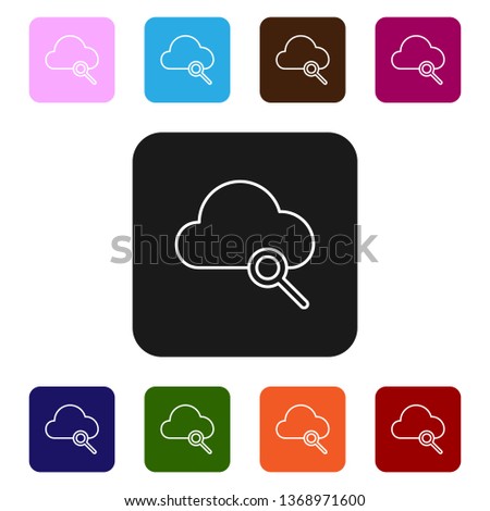 Nine styles flat rectangle illustration Cloud Search Icon Isolated Vector Illustration