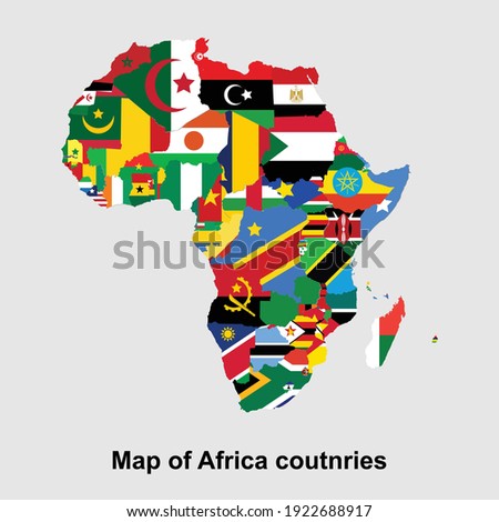 African continent countries map isolated vector illustration
