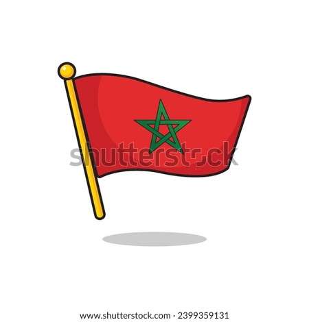 Vector illustration of the Moroccan flagpole, representing the Kingdom of Morocco.