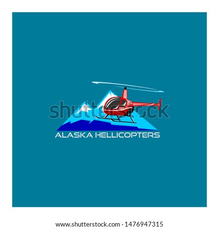 alaska mountain and hellicopters concept logo