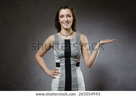 Caucasian woman showing hand