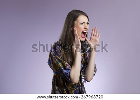 Asian woman shouting loud