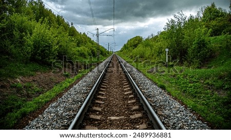 Similar – Image, Stock Photo Train tracks in the woods