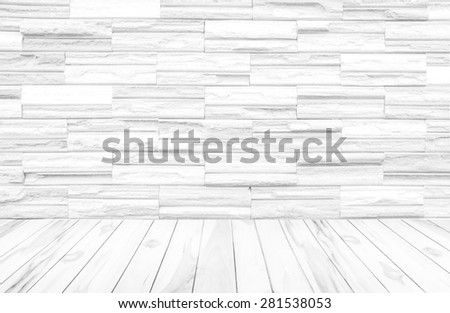 Black and white brick wall texture background / Brick wall texture.white wooden wall texture background.Wood terrace with the blurred background