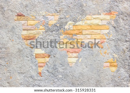 World Map brick wall texture background / Brick wall texture