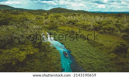 Bonito and Pantanal shoot with Drone, the biggest savanna in the world - Bonito, MS - river with blue crystalline water. Stock foto © 