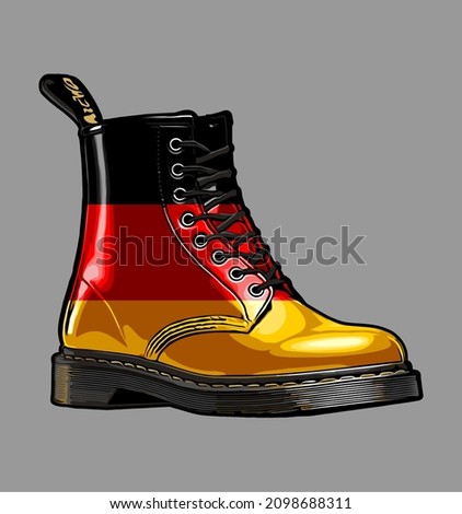 boots german flag pattern gray background, t-shirt design, dr martens, vintage, classic, life style, 90s, male, female Stock fotó © 