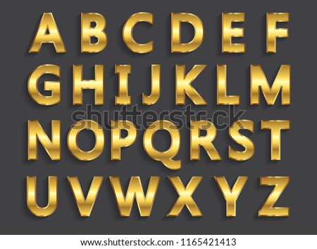 Vector golden letters.Set of gold alphabet.