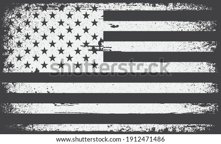 American flag.Black and white flag of USA.