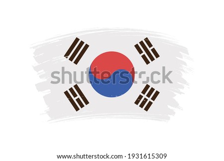 Grunge Korea flag.Brush stroke flag of Korea.