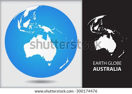 earth globeworld globe icon with map of australiavector illustration