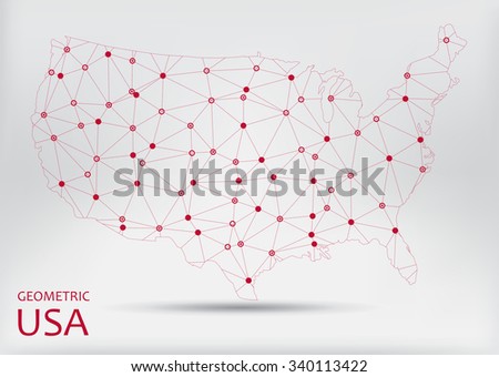 Geometric American map.Polygonal USA map.Vector illustration.