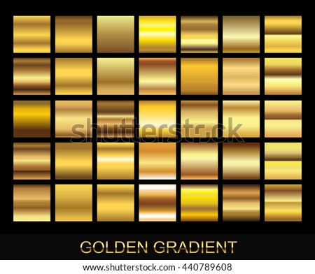 Vector set of gold gradients.Golden squares collection.