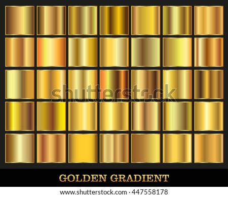 Golden squares collection.Vector set of gold gradients.