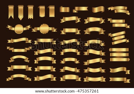 Golden ribbon banner set.Vector illustration.