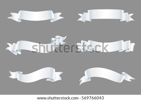 Ribbon banner set.Vector white ribbons.