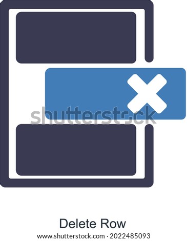 Delete Row in Excel Icon Concept