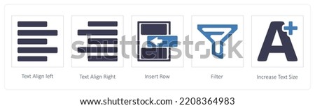 A set of 5 graphic tools icons such as Text Align left, Text Align Right