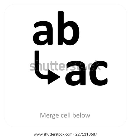 merge cell below icon concept