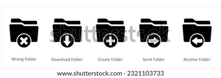 A set of 5 Document icons as wrong folder, download folder, create folder