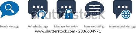 A set of 5 Contact icons as search message, refresh message, message protection