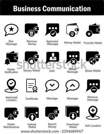 A set of 20 business icons as star message, remove money, approved money