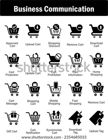 A set of 20 business icons as approved cart, upload cart, shopping discount