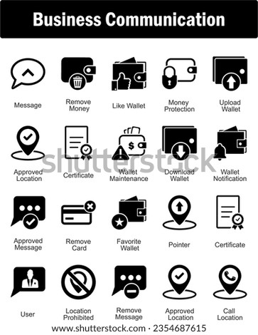 A set of 20 business icons as message, remove money, like wallet