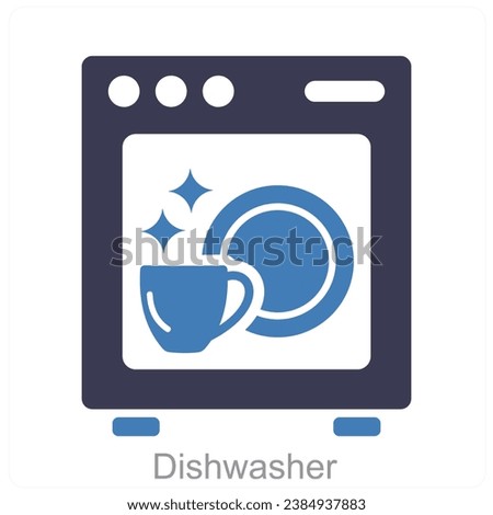 Dishwasher and dish icon concept