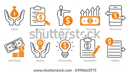 A set of 10 banking icons as capital, appraisal, own fund