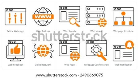 A set of 10 seo icons as refine webpage, web address, web search