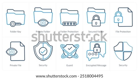 A set of 10 Security icons as folder key, private folder, folder