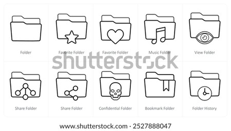 A set of 10 Folder icons as folder, favorite folder, music folder