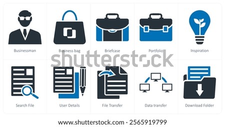 A set of 10 mix icons as businessman, business bag, briefcase